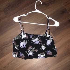 Black and Purple Floral Crop Top